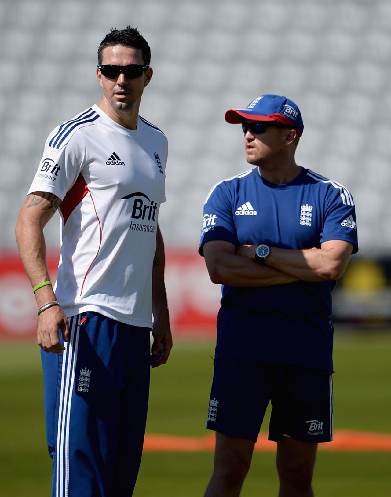 Andy Flower chats with Kevin Pietersen, Trent Bridge, July 9, 2013