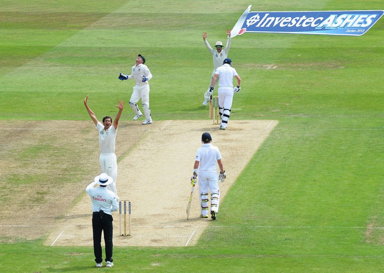 Jonny Bairstow turns to walk after being caught behind off Ashton Agar, England v Australia, 1st Investec Test, Trent Bridge, 3rd day, July 12, 2013