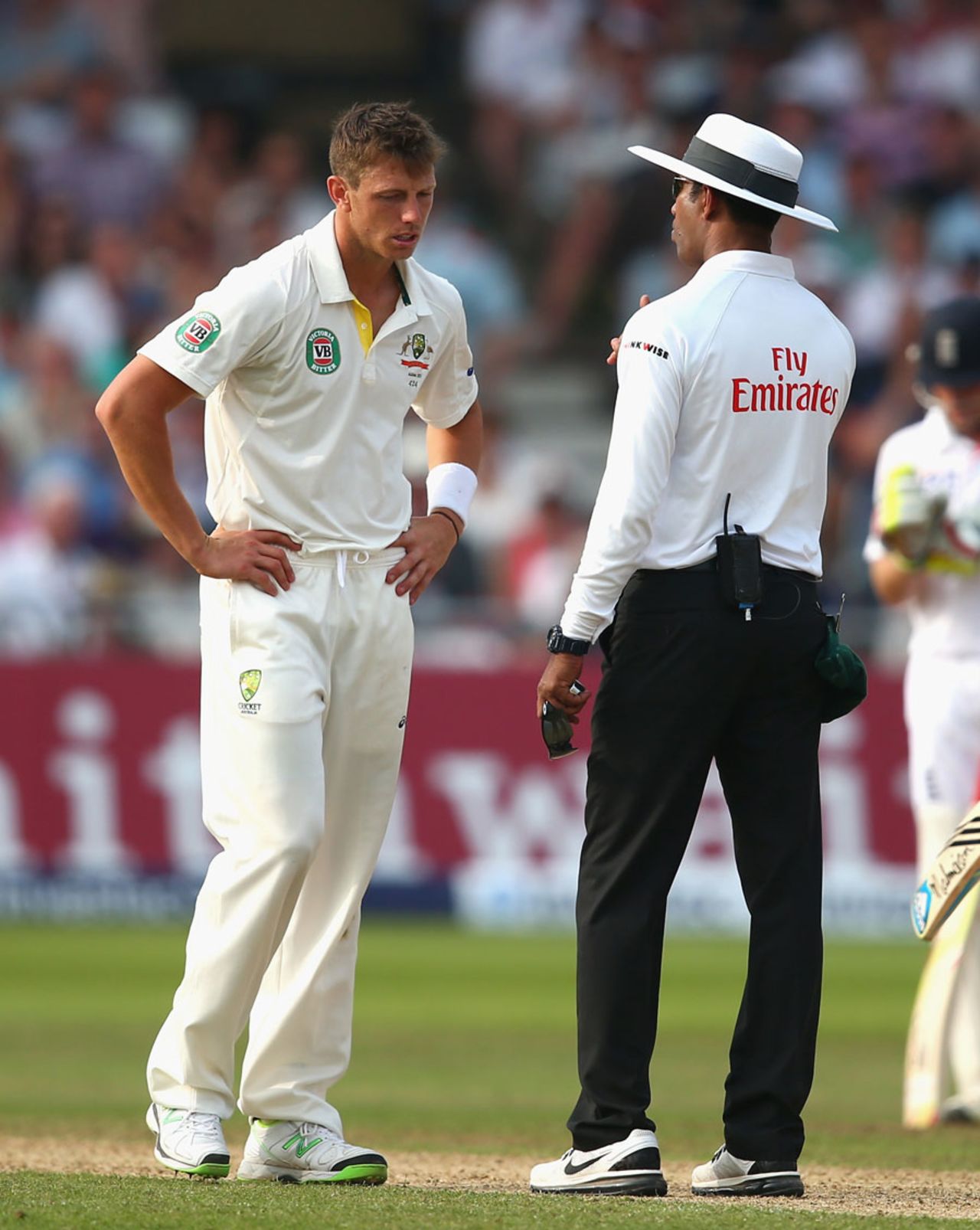 James Pattinson was told to calm down after an enthusiastic appeal, England v Australia, 1st Investec Test, Trent Bridge, 3rd day, July 12, 2013