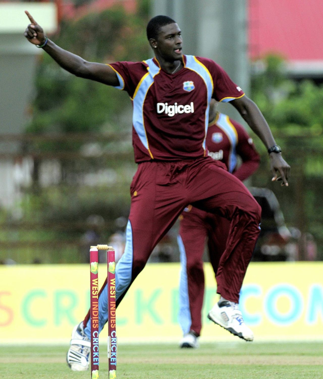 Jason Holder rejoices after picking up a wicket, West Indies v Pakistan, 1st ODI, Providence, July 14, 2013