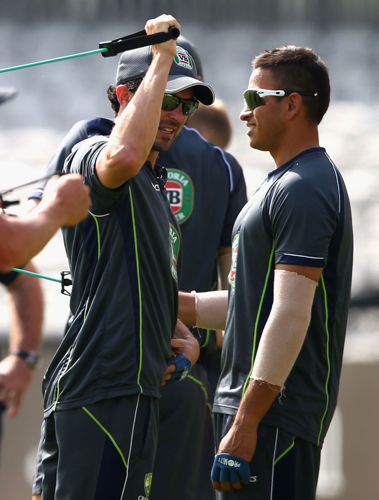 Ed Cowan and Usman Khawaja train ahead of the second Ashes Test, Lord's, July 16, 2013