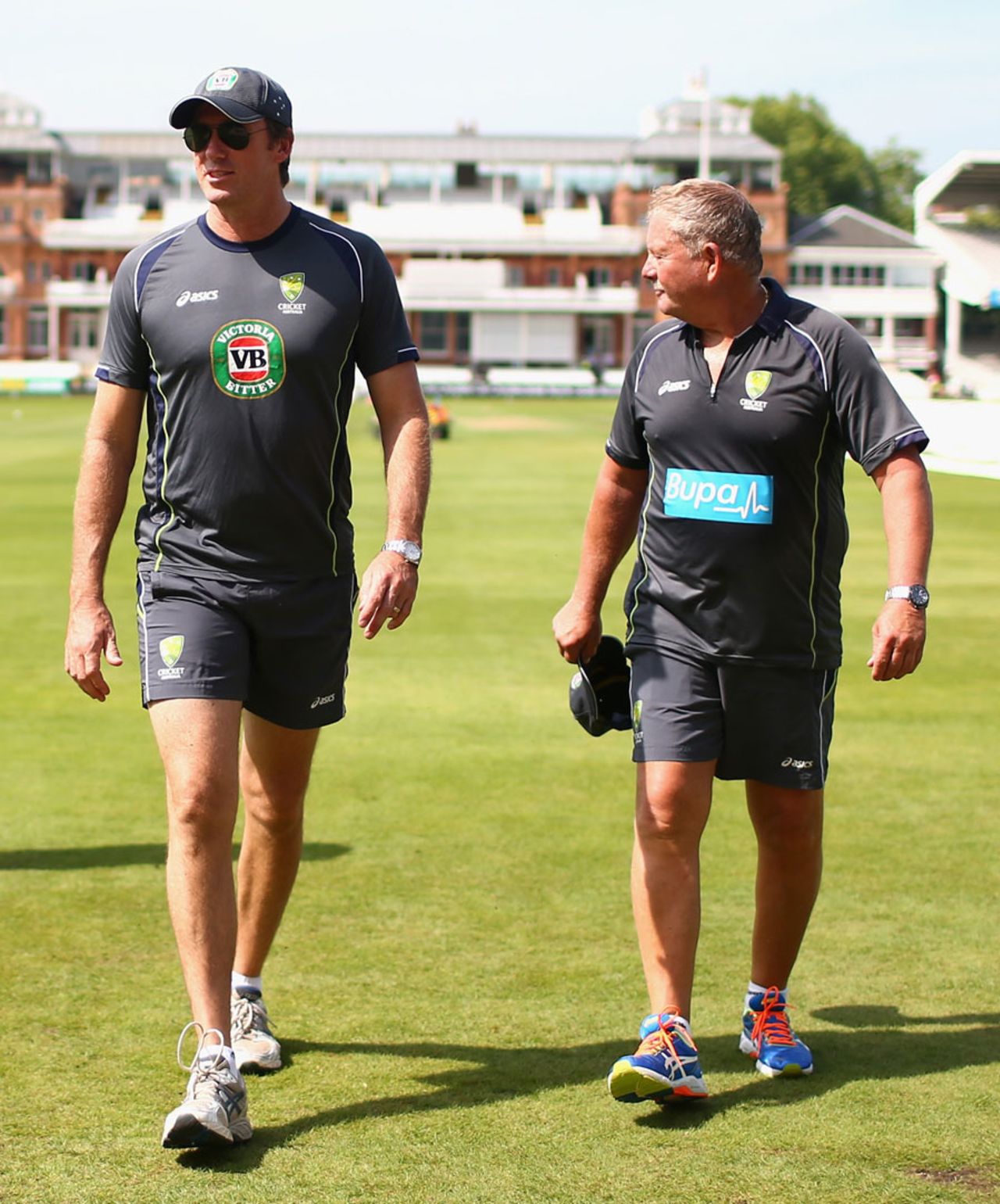 Glenn McGrath and Steve Rixon at Australia's training session, Lord's, July 16, 2013