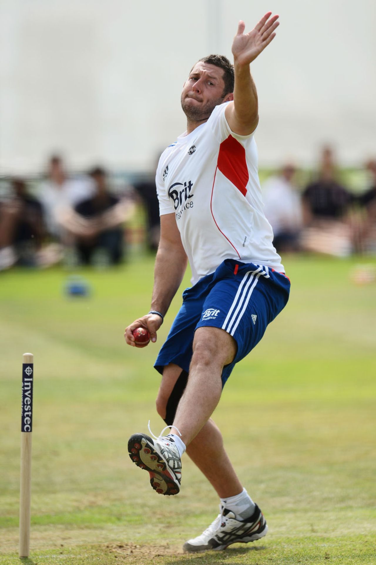 Tim Bresnan bowls during England practice, Lord's, July 16, 2013