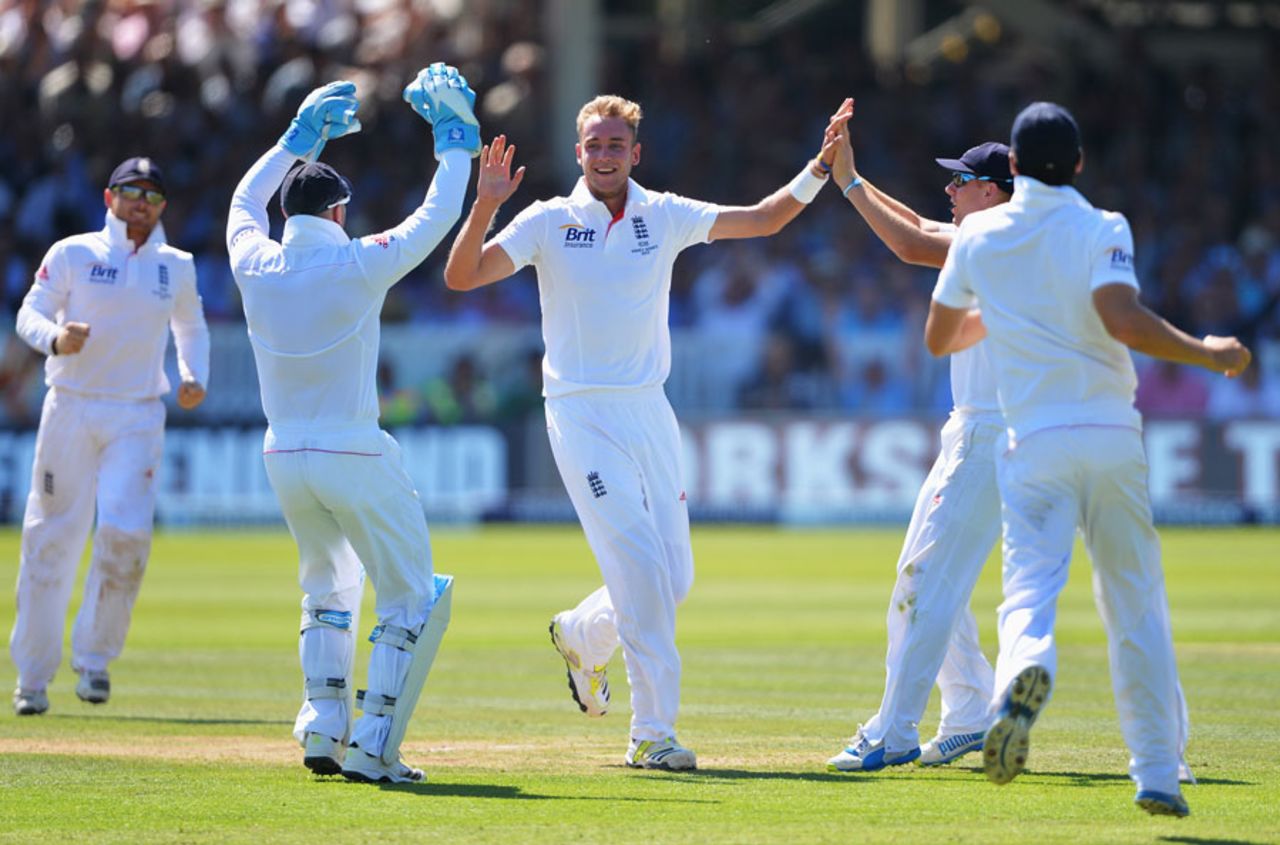 Stuart Broad struck to remove Michael Clarke, England v Australia, 2nd Investec Ashes Test, Lord's, 2nd day, July 19, 2013