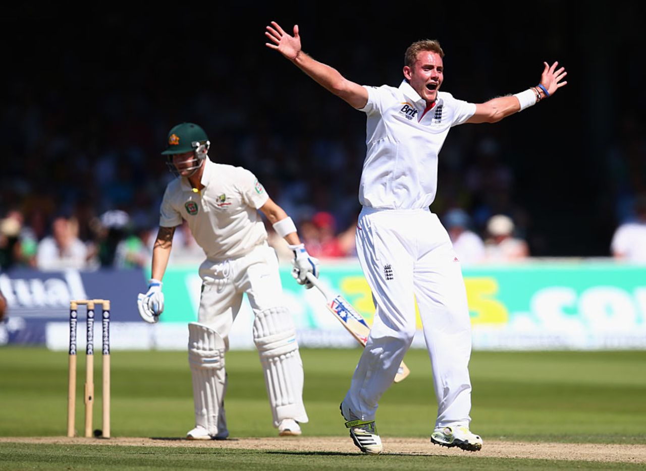 Michael Clarke was lbw to Stuart Broad as Australia collapsed, England v Australia, 2nd Investec Ashes Test, Lord's, 2nd day, July 19, 2013