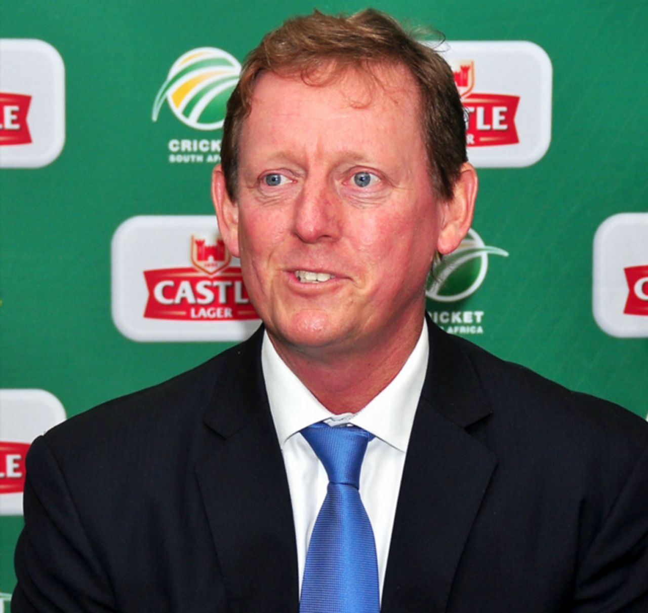 Andrew Hudson, convener of South Africa's selection committee, talks to the media, July 2013
