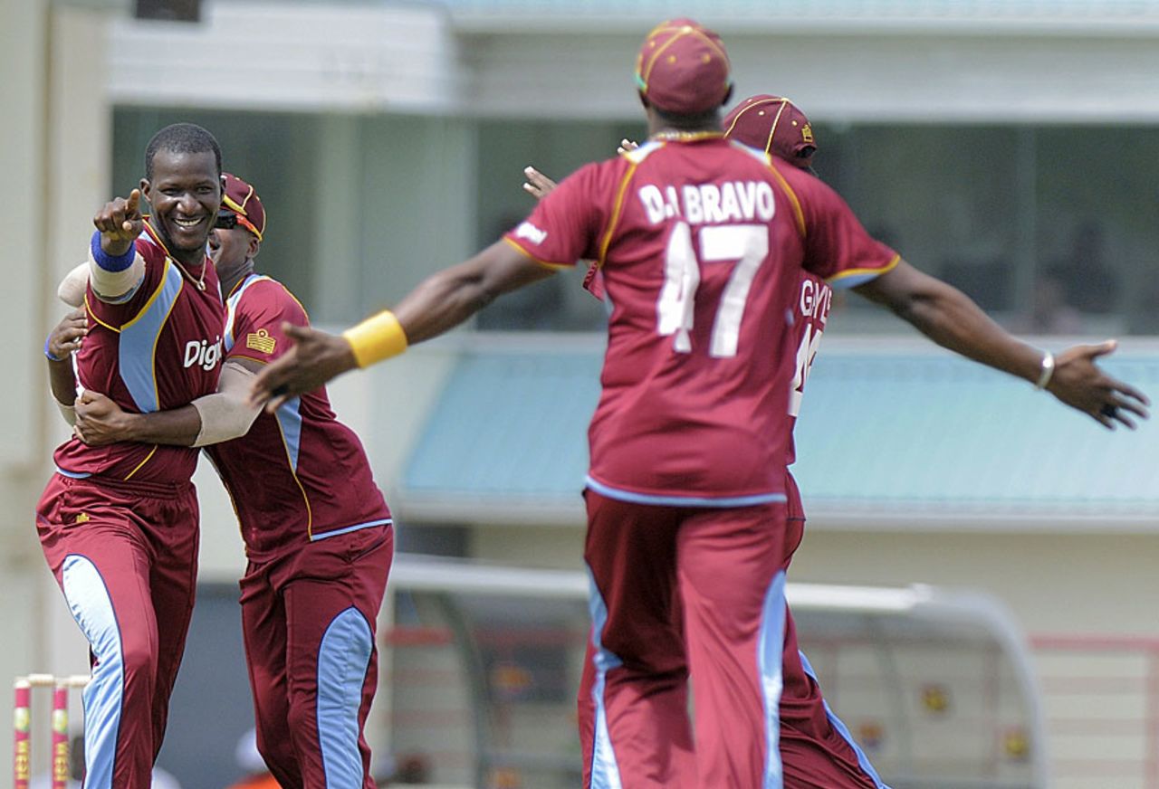 Darren Sammy celebrates a wicket, West Indies v Pakistan, 3rd ODI, St Lucia, July 19, 2013