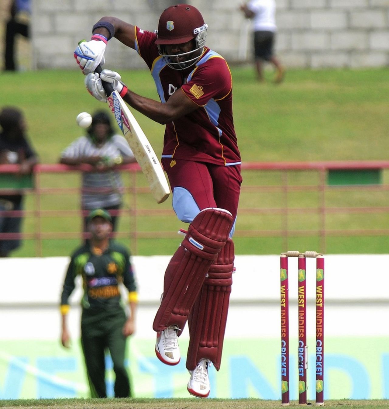 Darren Bravo gets up on his toes to play a short ball, West Indies v Pakistan, 3rd ODI, St Lucia, July 19, 2013