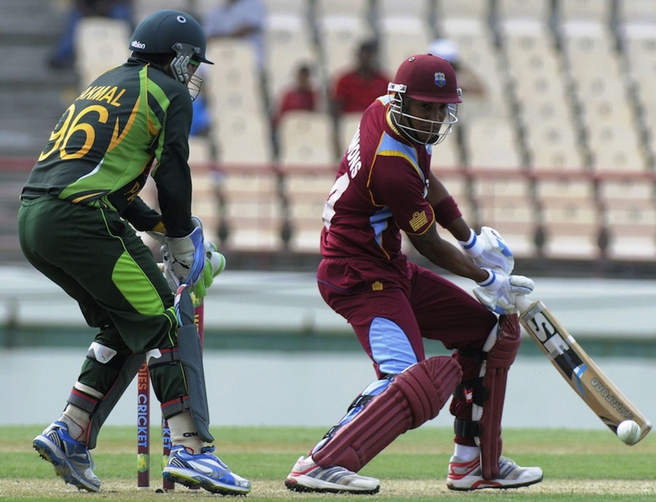 Lendl Simmons plays late cut, West Indies v Pakistan, 3rd ODI, St Lucia, July 19, 2013