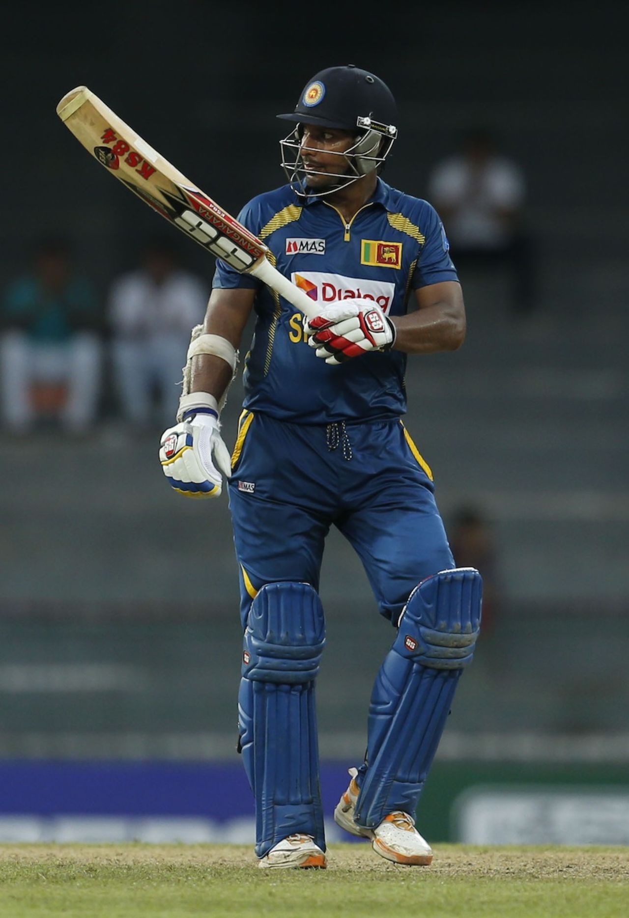 Kumar Sangakkara gestures after scoring 150, Sri Lanka v South Africa, 1st ODI, Colombo, July 20, 2013