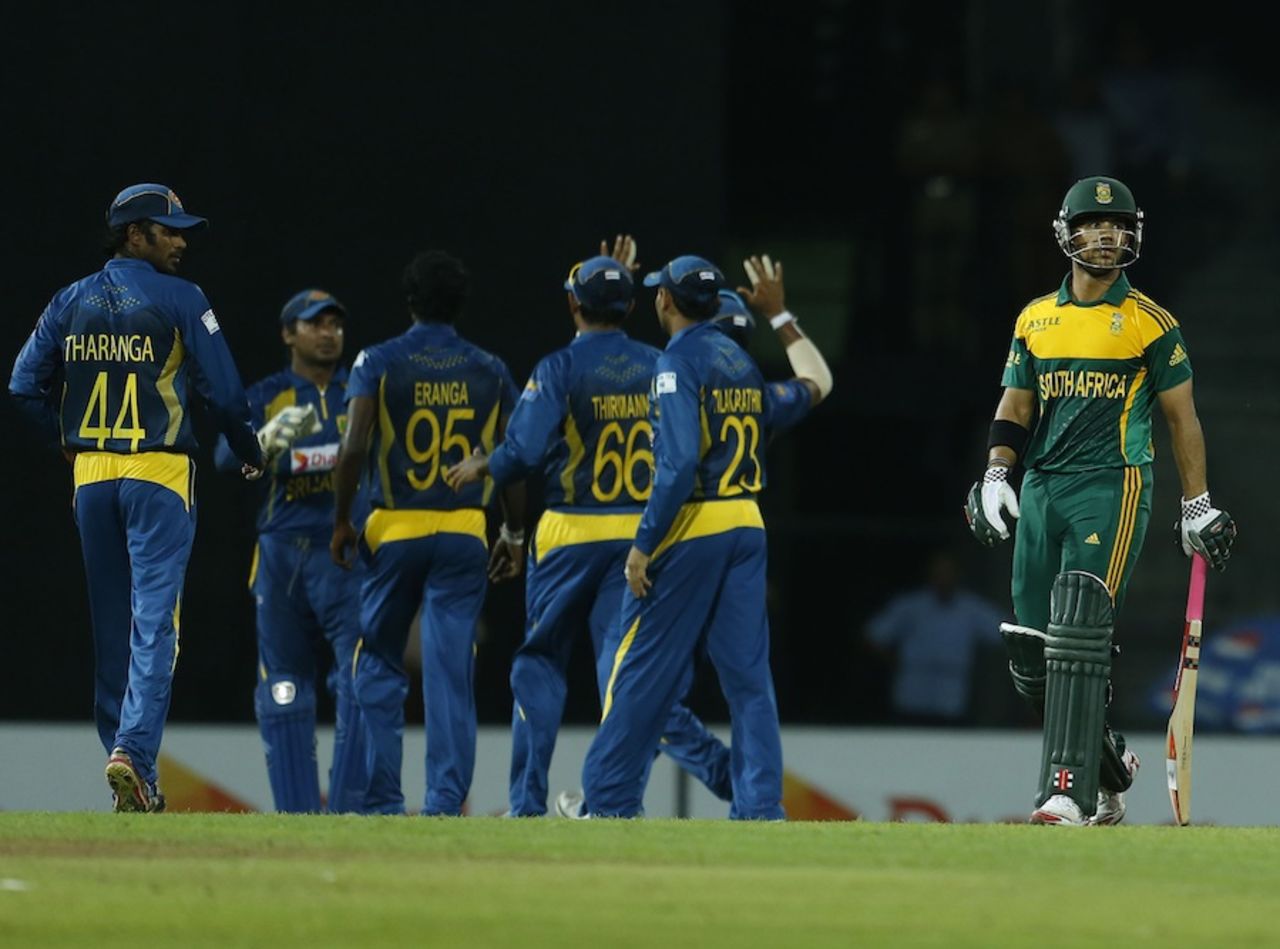 JP Duminy walks back after being dismissed, Sri Lanka v South Africa, 1st ODI, Colombo, July 20, 2013