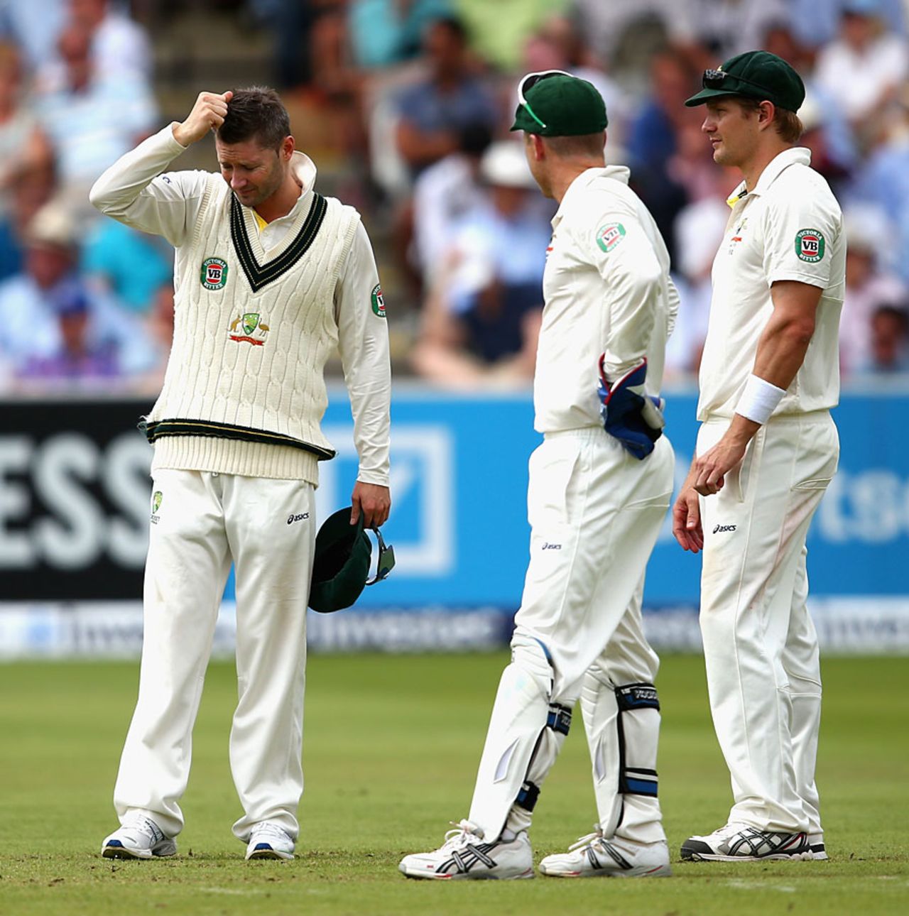 Tough day: Michael Clarke ponders his options, England v Australia, 2nd Investec Test, Lord's, 3rd day, July 20, 2013