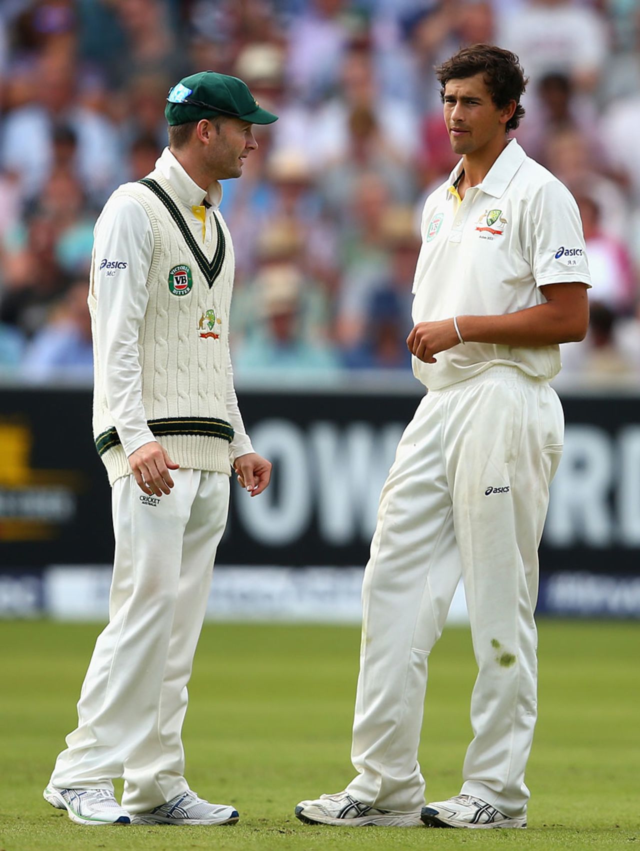 Michael Clarke chats with Ashton Agar, England v Australia, 2nd Investec Test, Lord's, 3rd day, July 20, 2013
