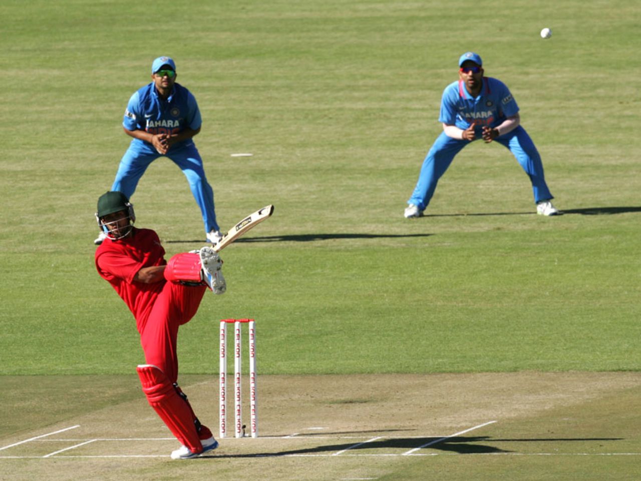 Sikandar Raza swivels and plays the ball to the leg side, Zimbabwe v India, 1st ODI, Harare, July 24, 2013