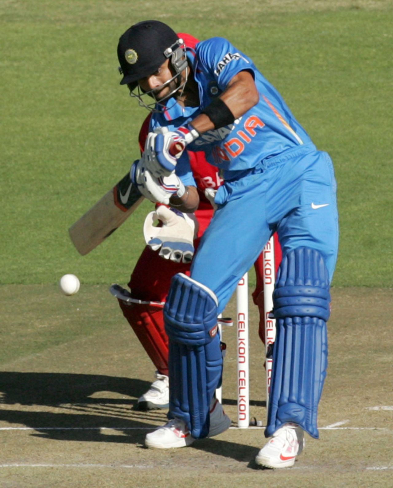 Virat Kohli gets ready to put the ball onto the leg side, Zimbabwe v India, 1st ODI, Harare, July 24, 2013
