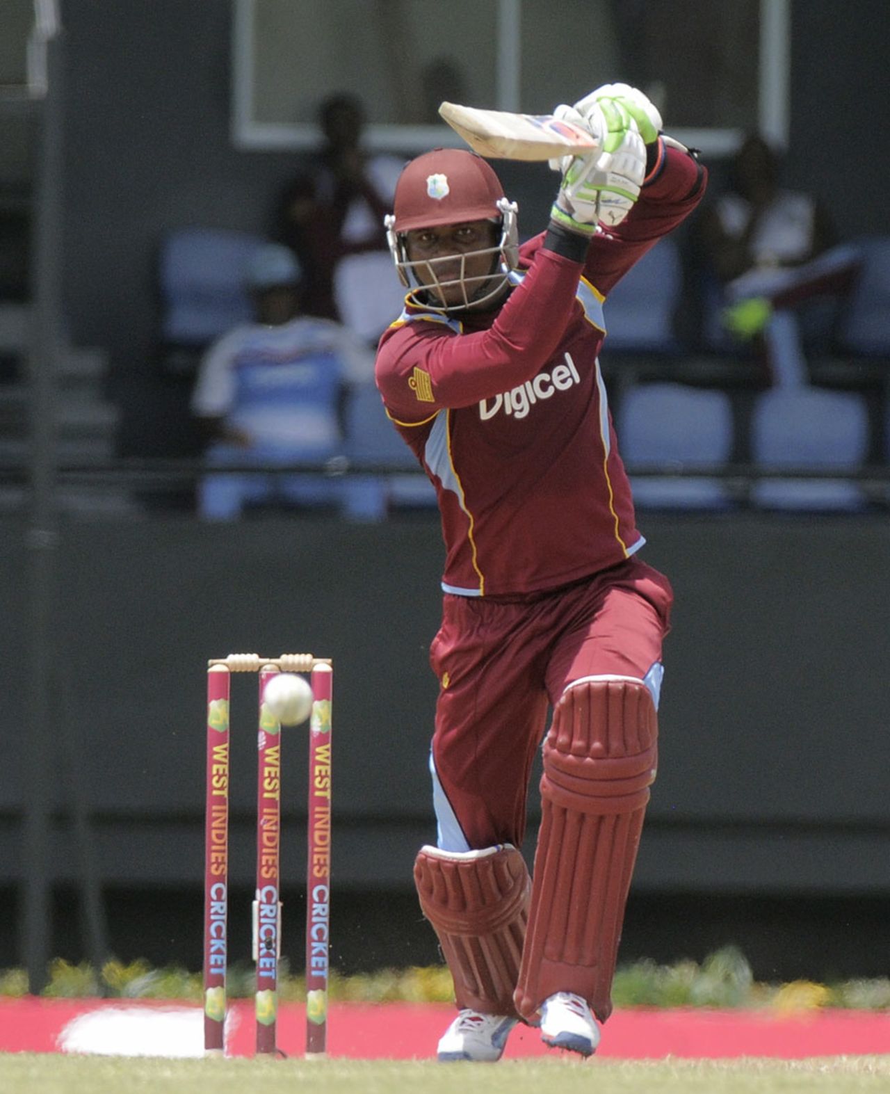 Marlon Samuels hits down the ground, West Indies v Pakistan, 5th ODI, St Lucia, July 24, 2013