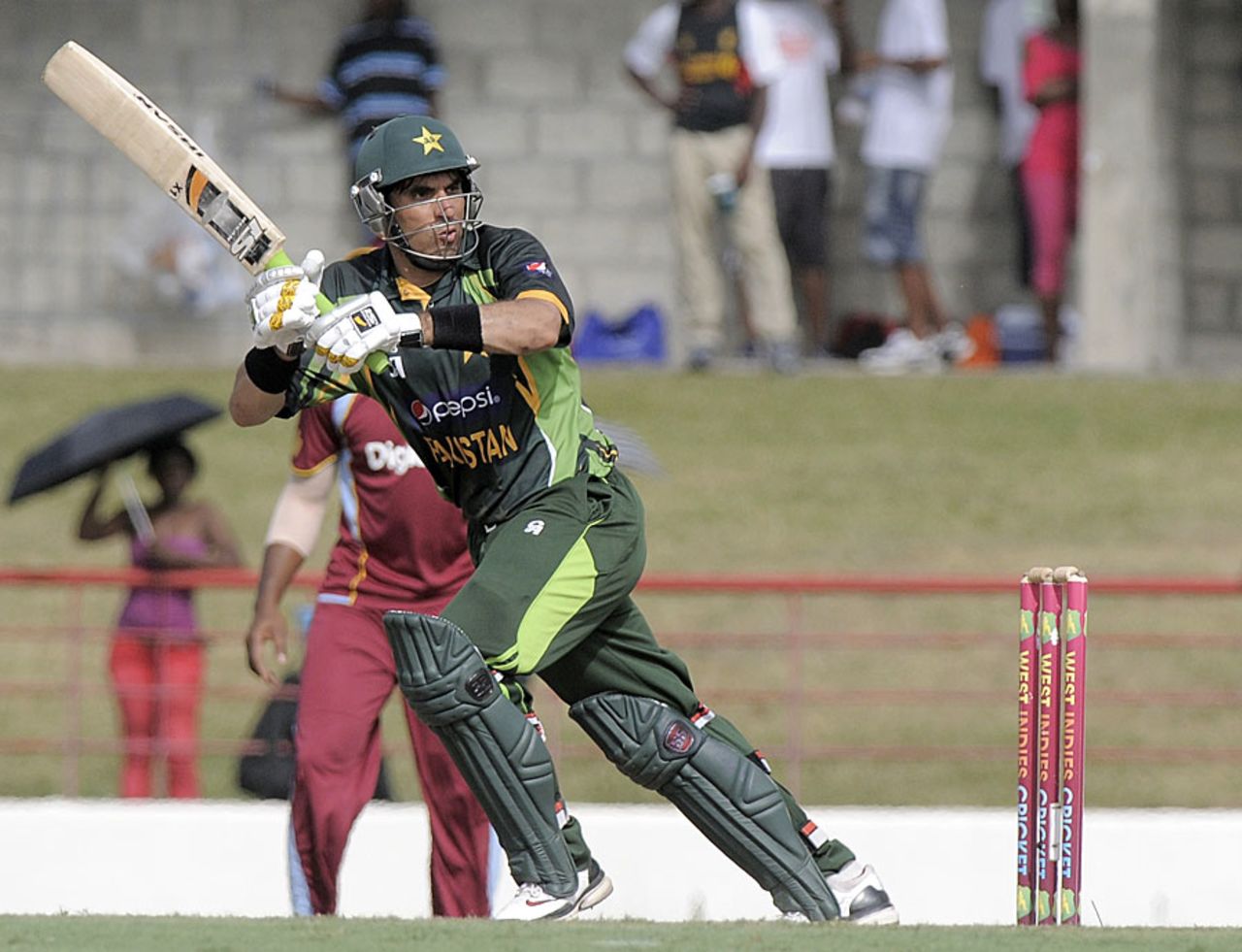 Misbah-ul-Haq steadied Pakistan with a fifty, West Indies v Pakistan, 5th ODI, St Lucia, July 24, 2013