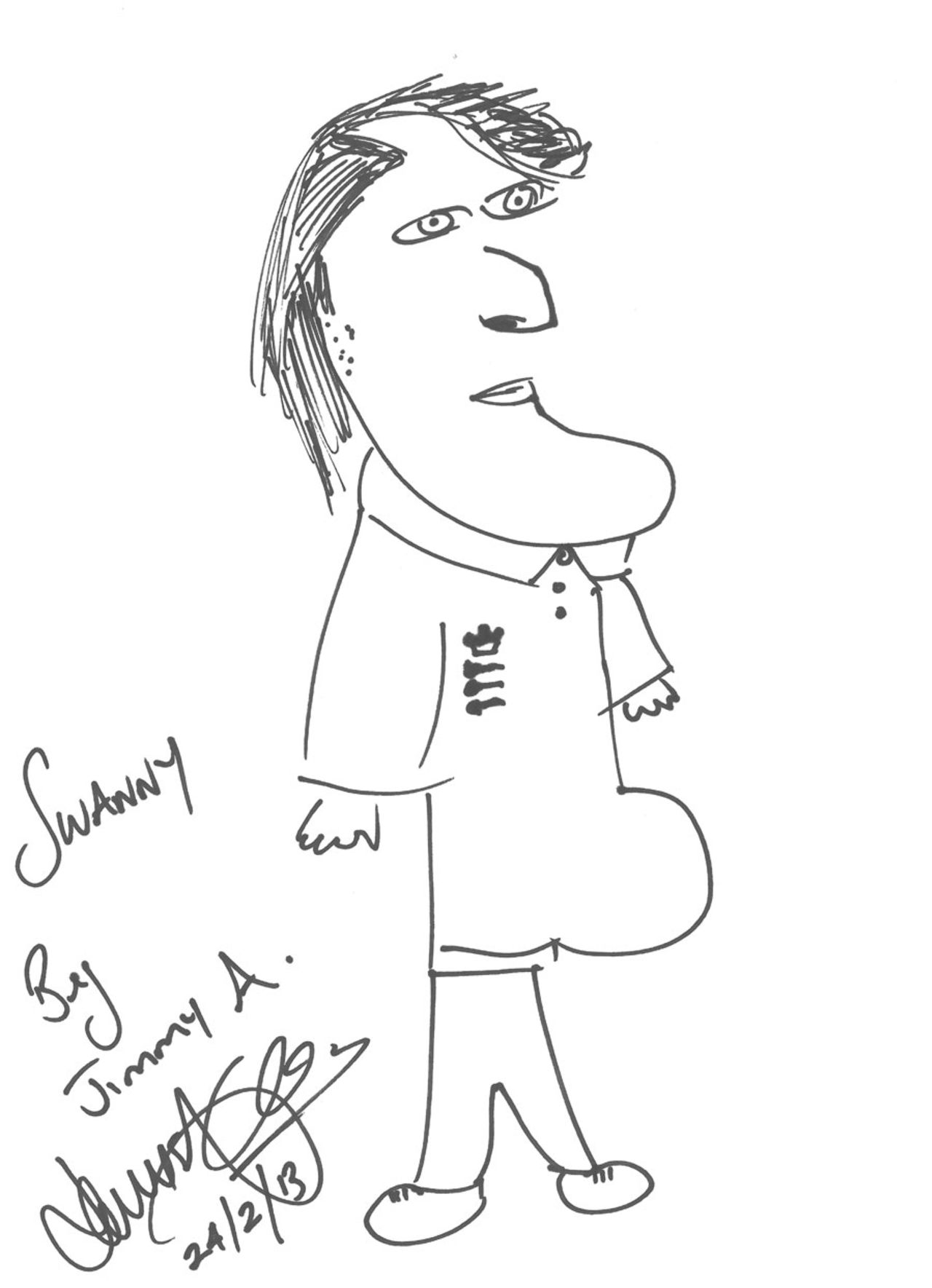 Graeme Swann as drawn by James Anderson, July 26, 2013