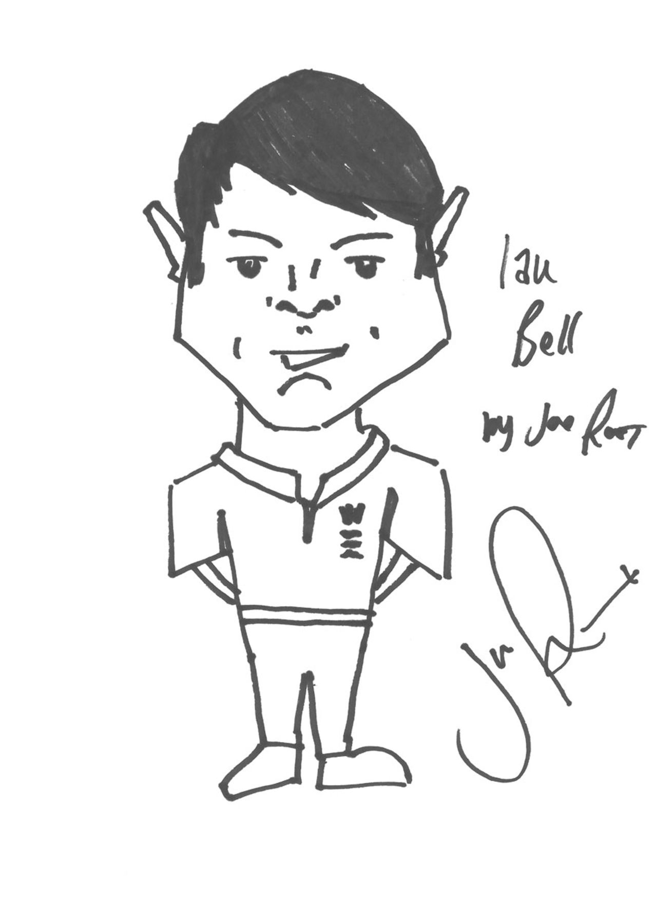 Joe Root's sketch of Ian Bell, July 26, 2013