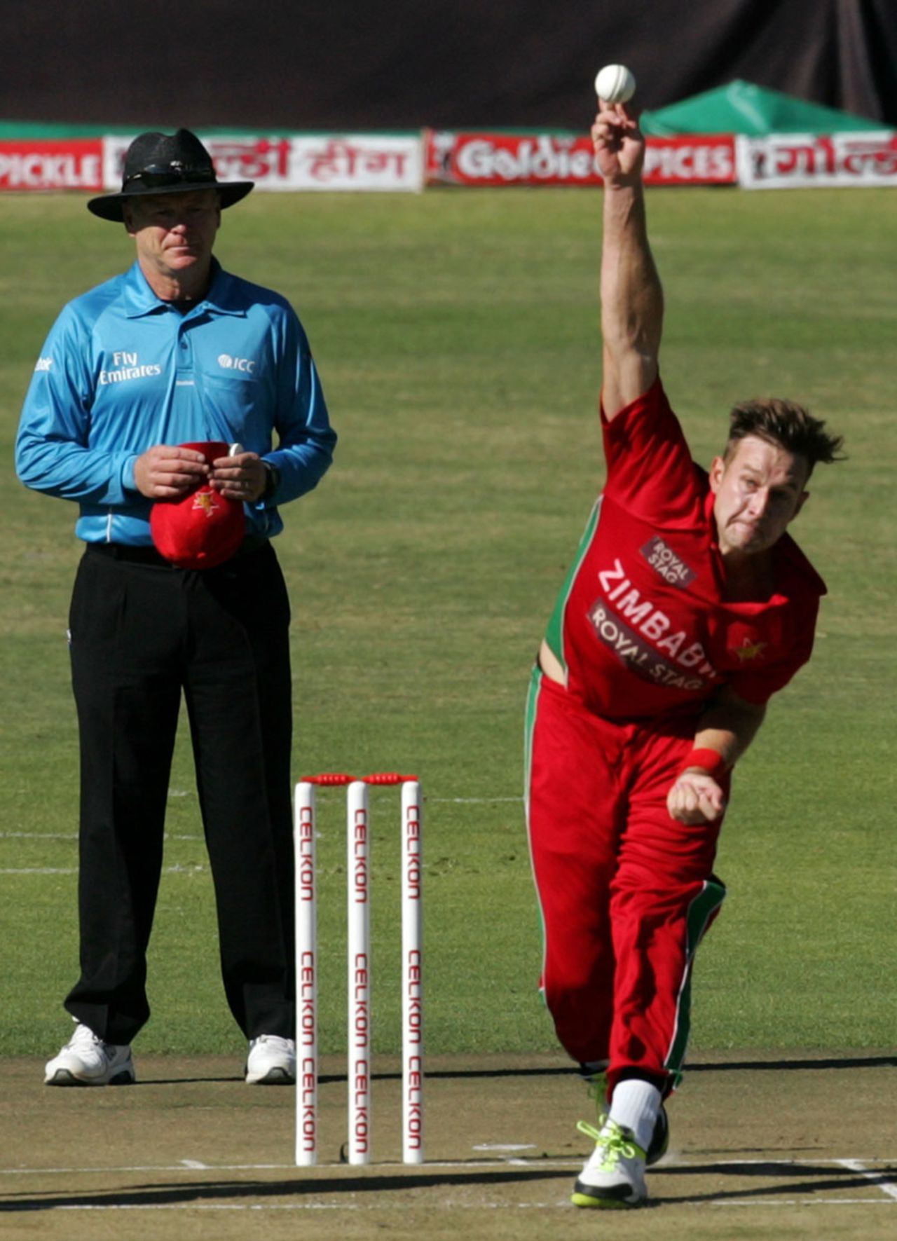 Kyle Jarvis in his delivery stride, Zimbabwe v India, 2nd ODI, Harare, July 26, 2013