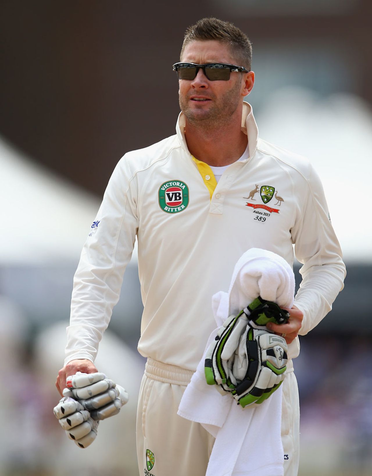Michael Clarke does the 12th man duties, Sussex v Australians, Tour match, Hove, 1st day, July 26, 2013