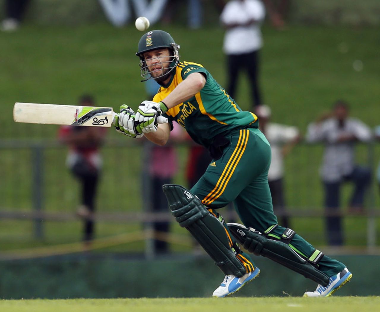 AB de Villiers plays a shot towards square leg, Sri Lanka v South Africa, 3rd ODI, Pallekele, July 26, 2013
