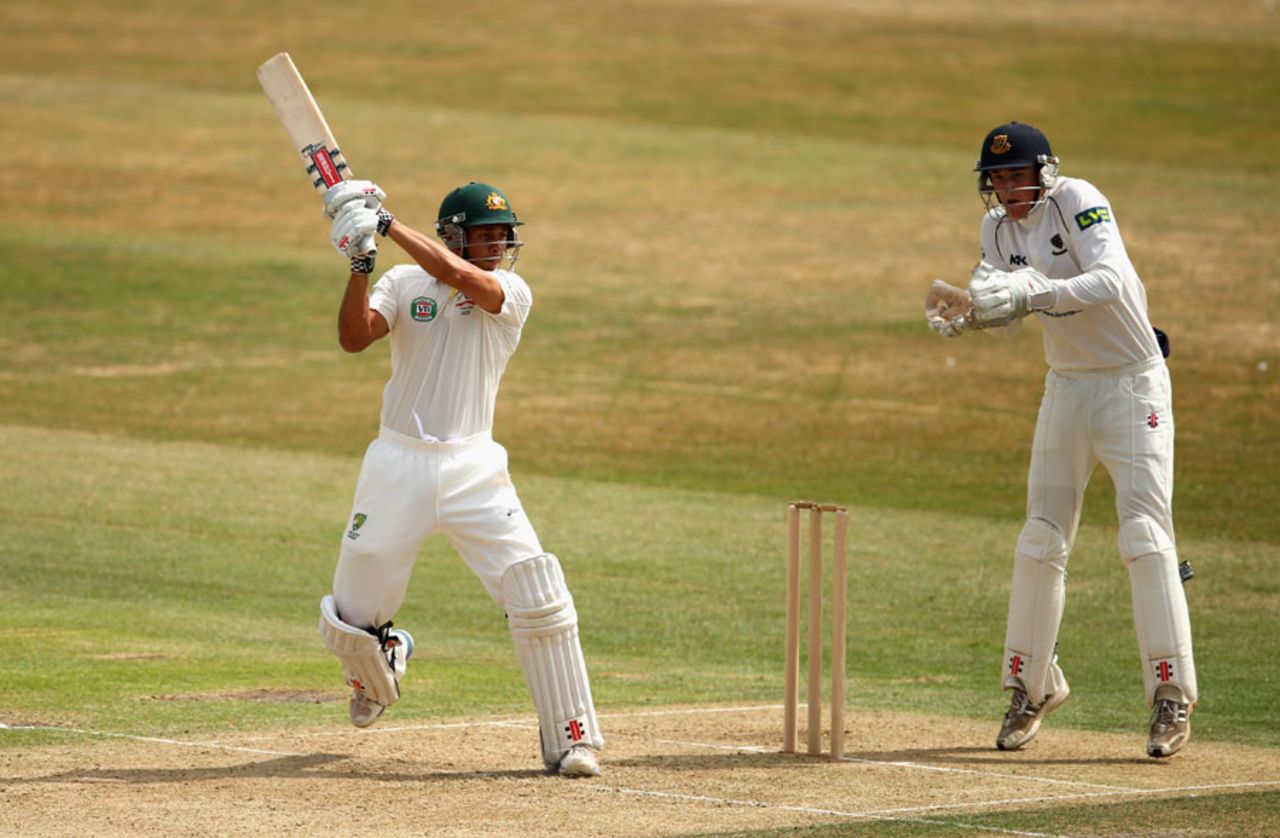 Usman Khawaja cuts during his innings of 40, Sussex v Australians, Tour match, Hove, 1st day, July 26, 2013