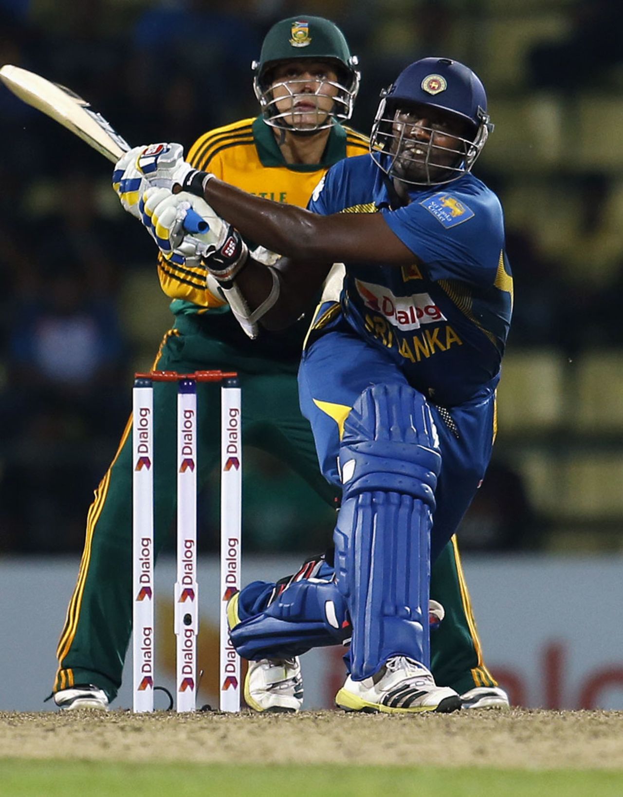 Thisara Perera hoists the ball into the leg side, Sri Lanka v South Africa, 3rd ODI, Pallekele, July 26, 2013