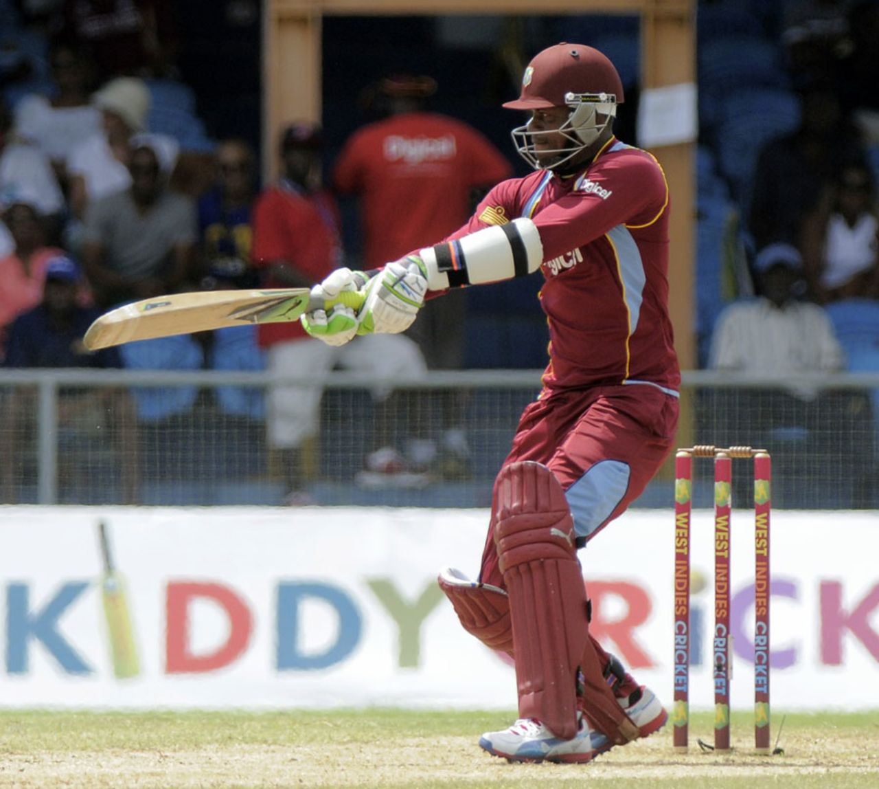 Marlon Samuels cuts the ball, West Indies v Pakistan, 1st T20I, St Vincent, July 27, 2013