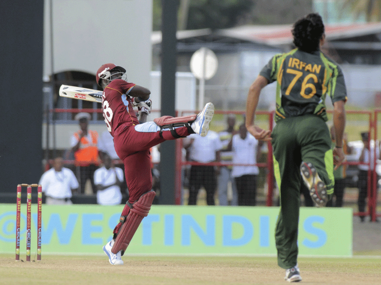 Darren Sammy tonks one over midwicket, West Indies v Pakistan, 1st T20I, St Vincent, July 27, 2013