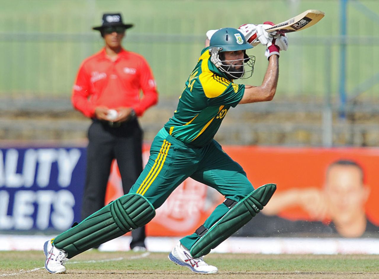 Hashim Amla drives the ball through the covers, Sri Lanka v South Africa, 4th ODI, Pallekele, July 28, 2013