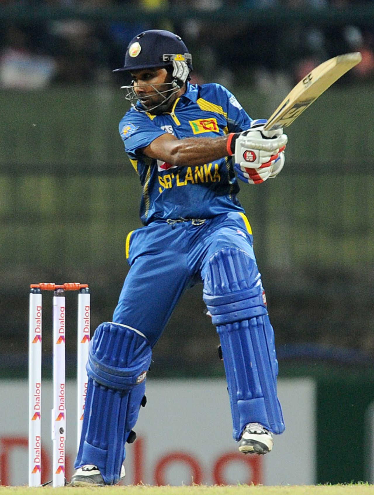 Mahela Jayawardene cuts the ball, Sri Lanka v South Africa, 4th ODI, Pallekele, July 28, 2013