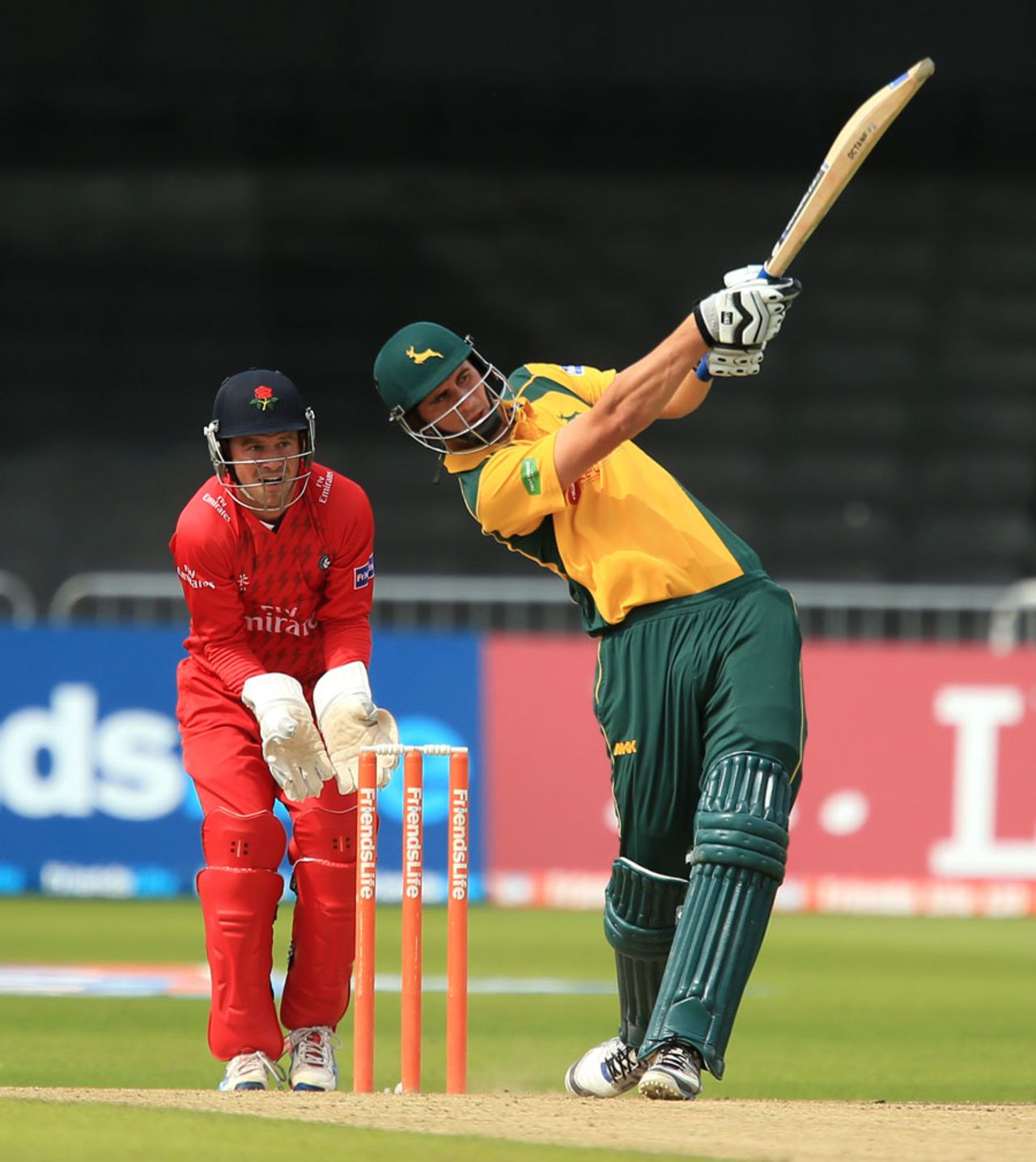 Alex Hales swings the ball to leg during his 82 from 52 balls, Nottinghamshire v Lancashire, FLt20 North Group, Trent Bridge, July 28, 2013