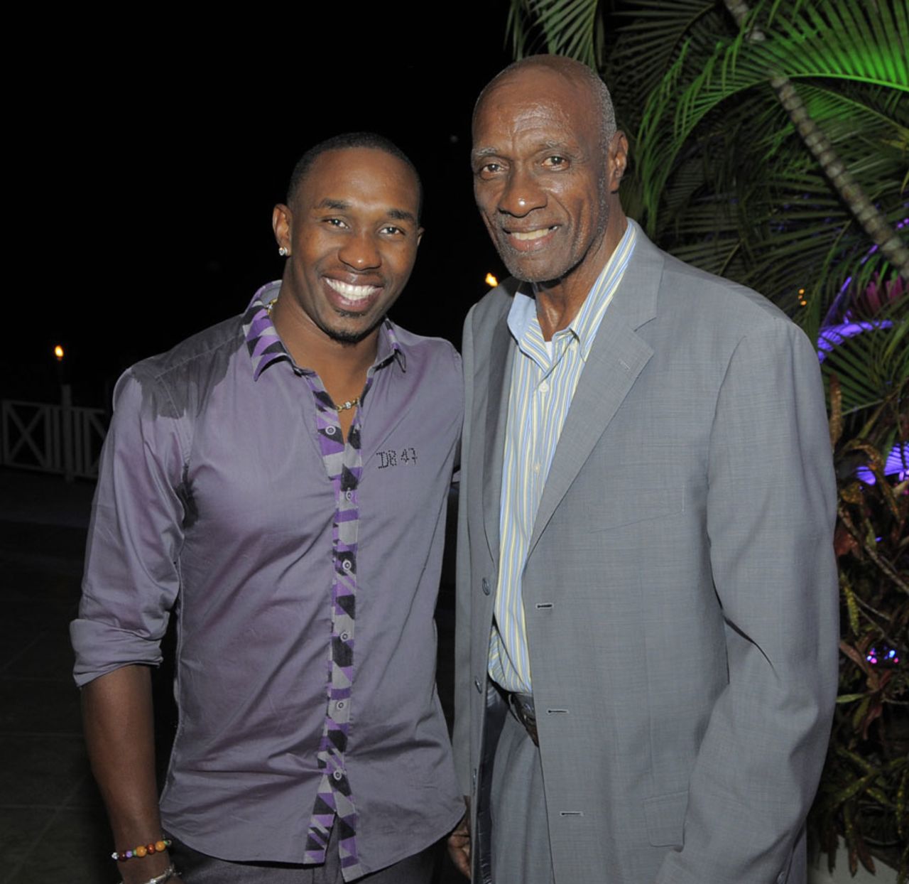 Dwayne Bravo poses with Sir Wes Hall, Caribbean Premier League, March 16, 2013