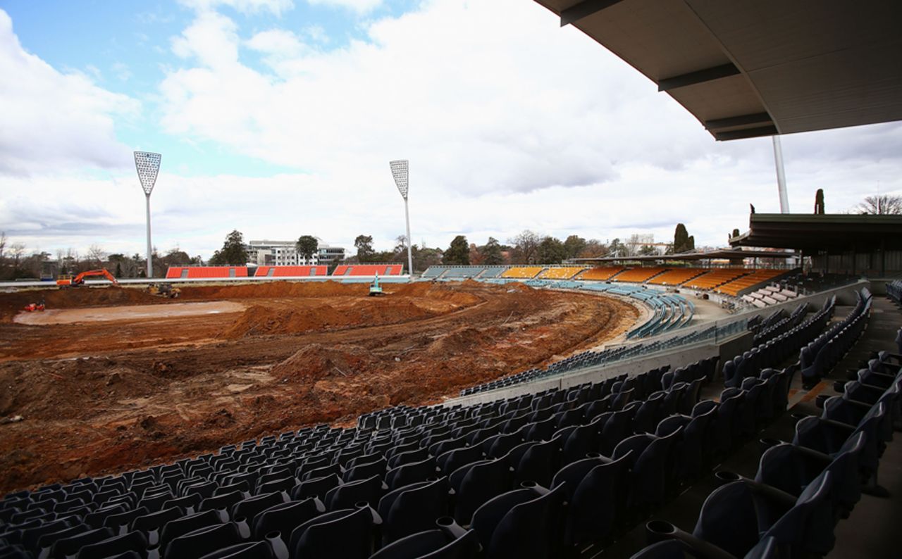 Preparations are on at the Manuka Oval in the lead-up to the 2015 World Cup, Melbourne, July 30, 2013