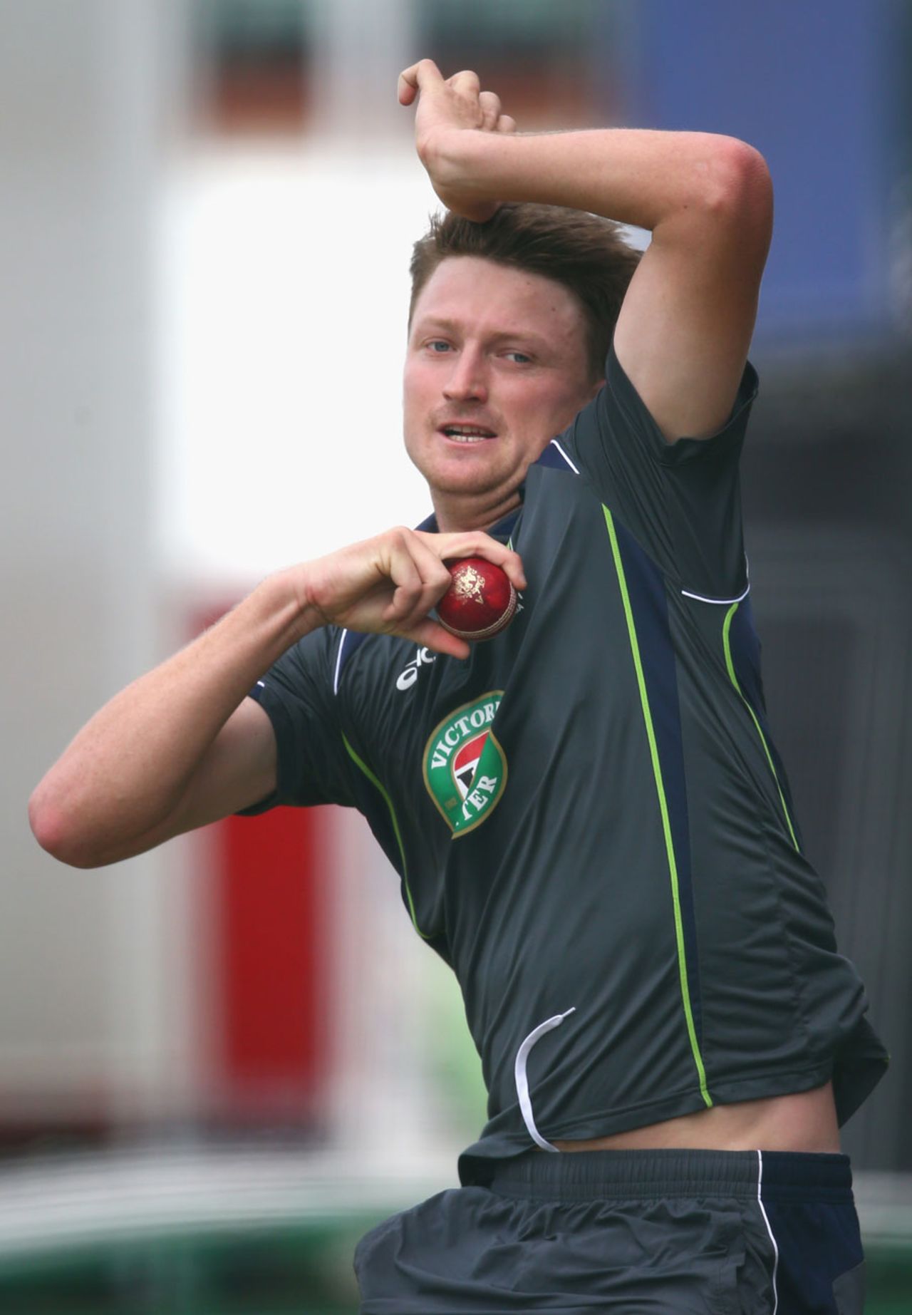 Jackson Bird bowls during a practice session, Old Trafford, Manchester, July 30, 2013