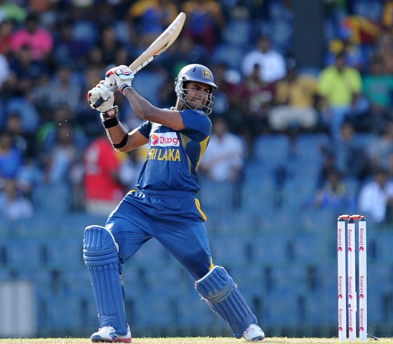 Lahiru Thirimanne punches one through the off side, Sri Lanka v South Africa, 5th ODI, Colombo, July 31, 2013