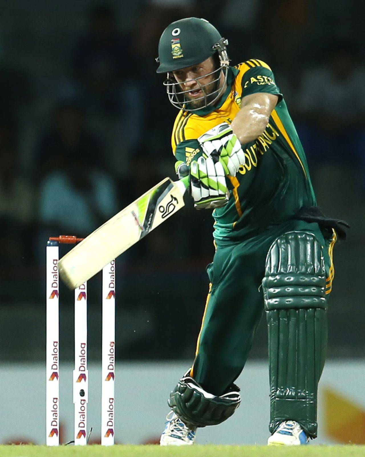 AB de Villiers slaps the ball through the covers, Sri Lanka v South Africa, 5th ODI, Colombo, July 31, 2013