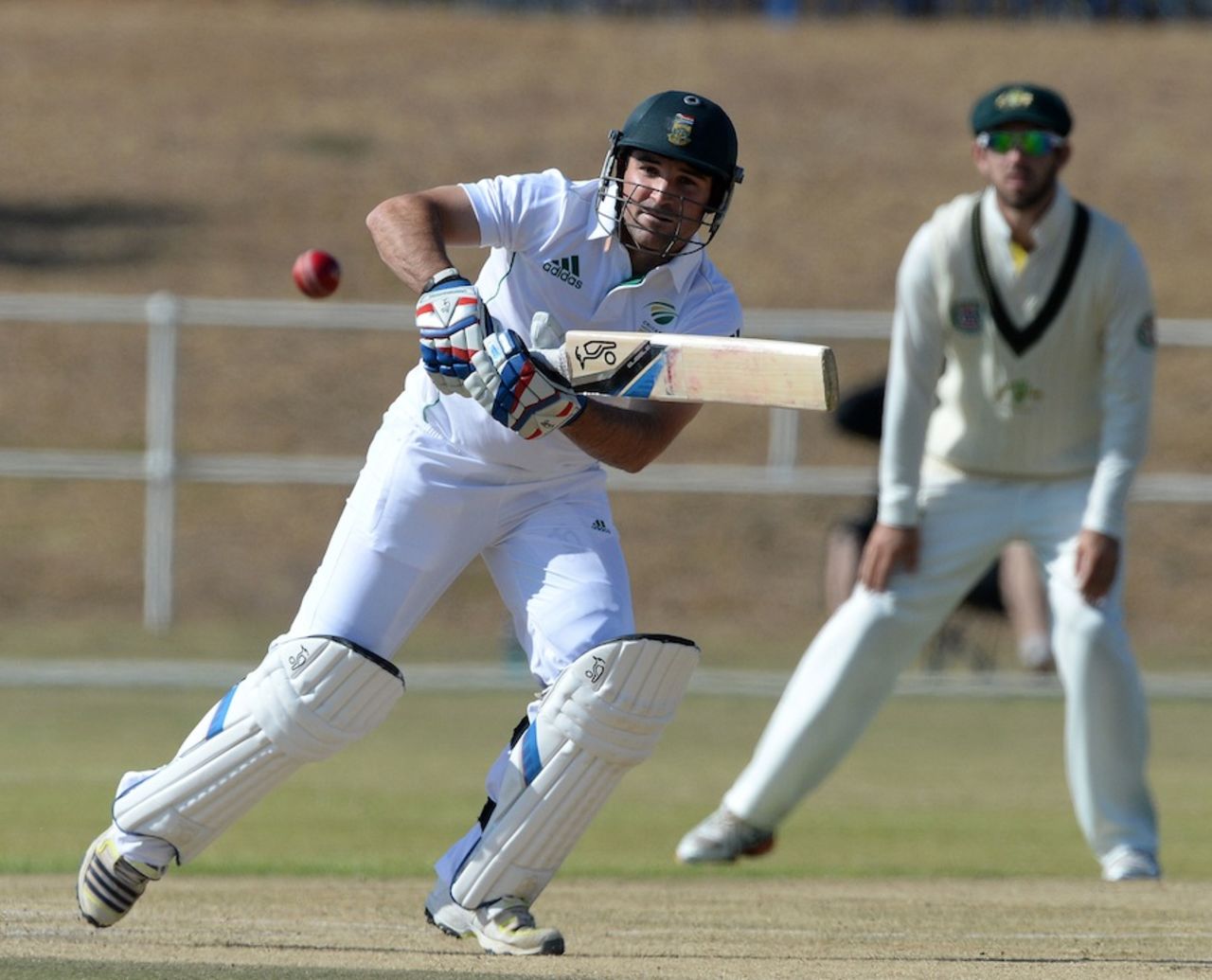 Dean Elgar steers one to the leg side, South Africa A v Australia A, 2nd unofficial Test, Day 1, Rustenberg, July 31, 2013