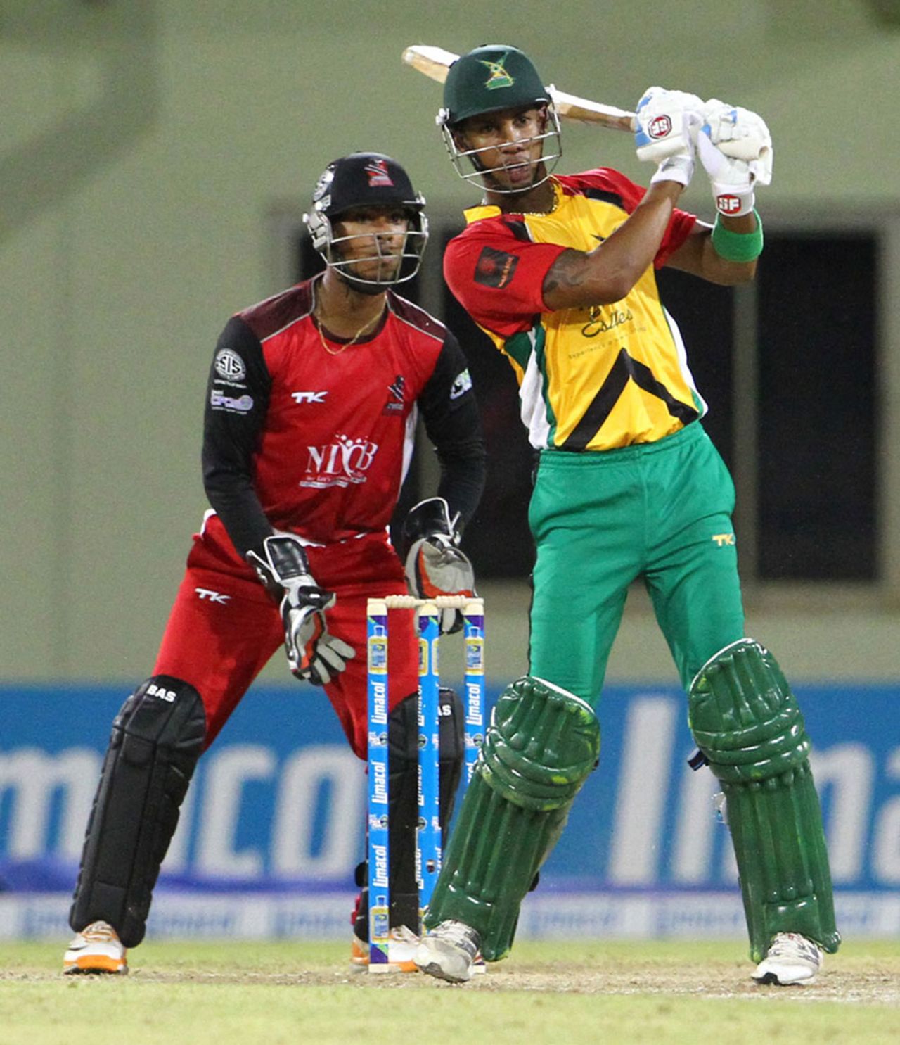 Lendl Simmons hits off the back foot through the leg side, Guyana Amazon Warriors v Trinidad & Tobago Red Steel, Caribbean Premier League 2013, Providence, July 31, 2013