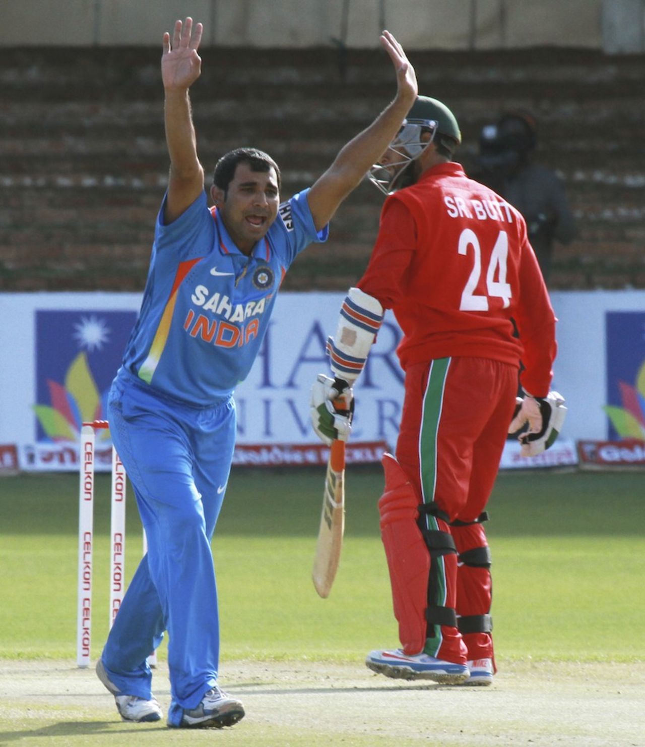Mohammed Shami appeals for a wicket, Zimbabwe v India, 4th ODI, Bulawayo, August 1, 2013