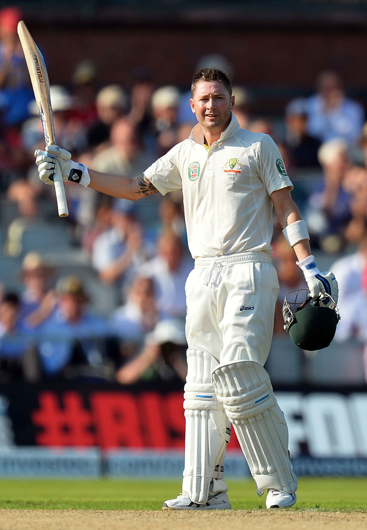 Michael Clarke takes in the ovation for his hundred, England v Australia, 3rd Investec Test, Old Trafford, 1st day, August 1, 2013
