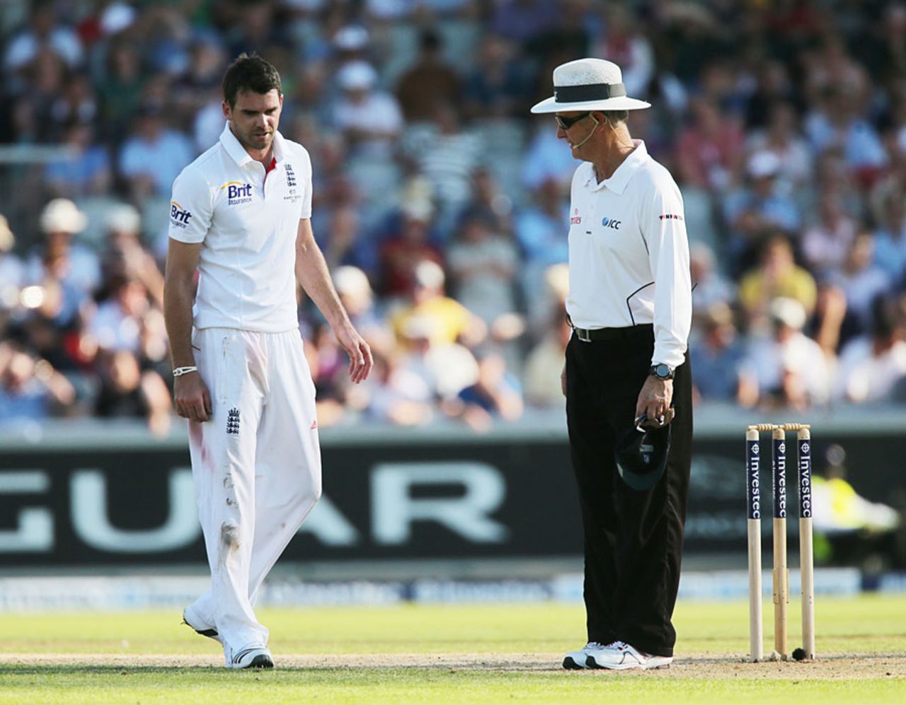 It was a frustrating day for James Anderson on his homeground, England v Australia, 3rd Investec Test, Old Trafford, 1st day, August 1, 2013