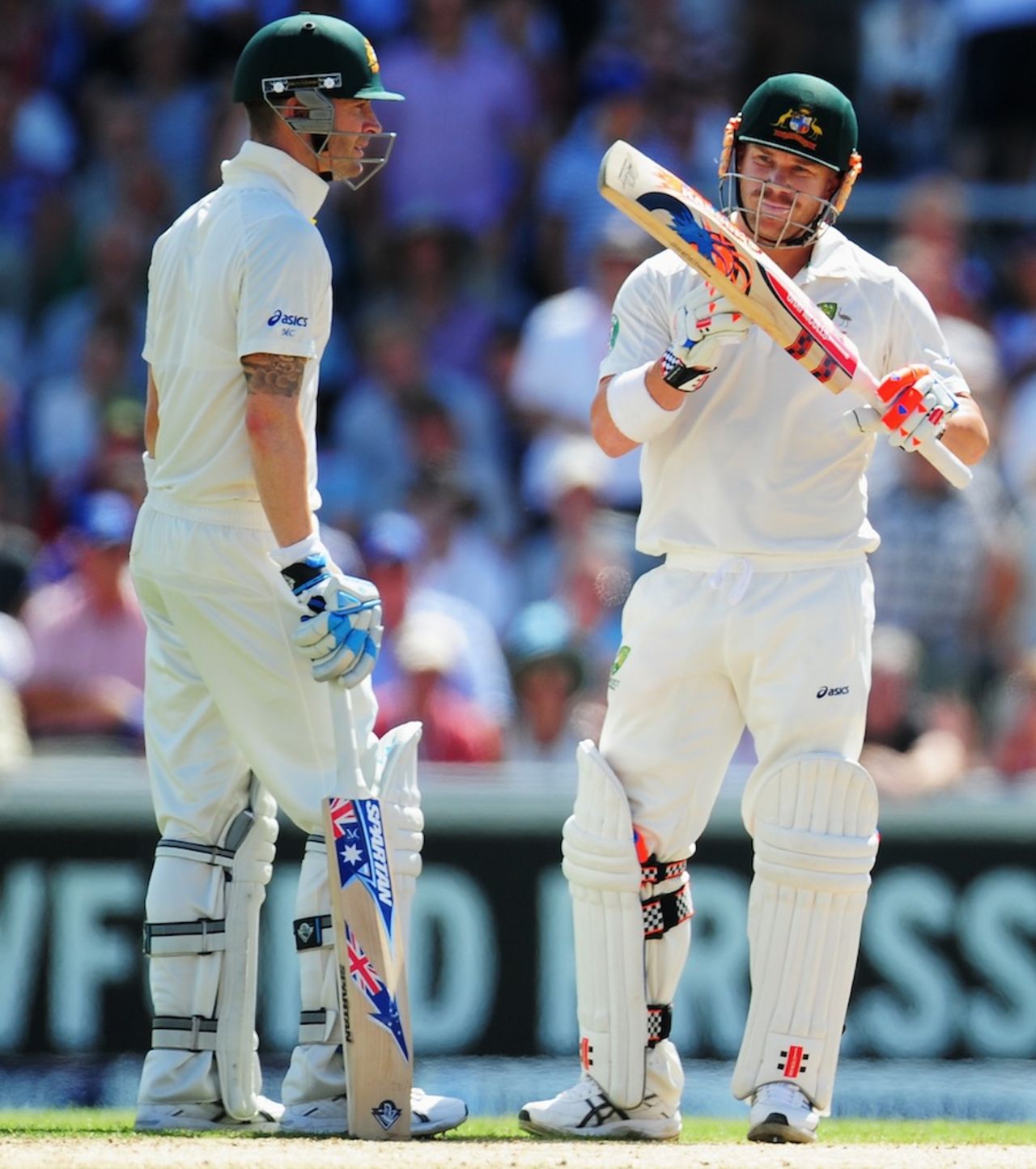 David Warner asks for a review, England v Australia, 3rd Investec Test, Old Trafford, 2nd day, August 2, 2013