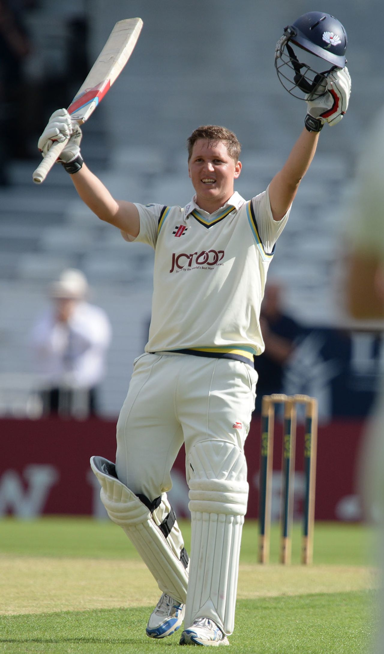 Gary Ballance celebrates his hundred, Yorkshire v Warwickshire, County Championship, Division One, Headingley, 1st day, August 2, 2013