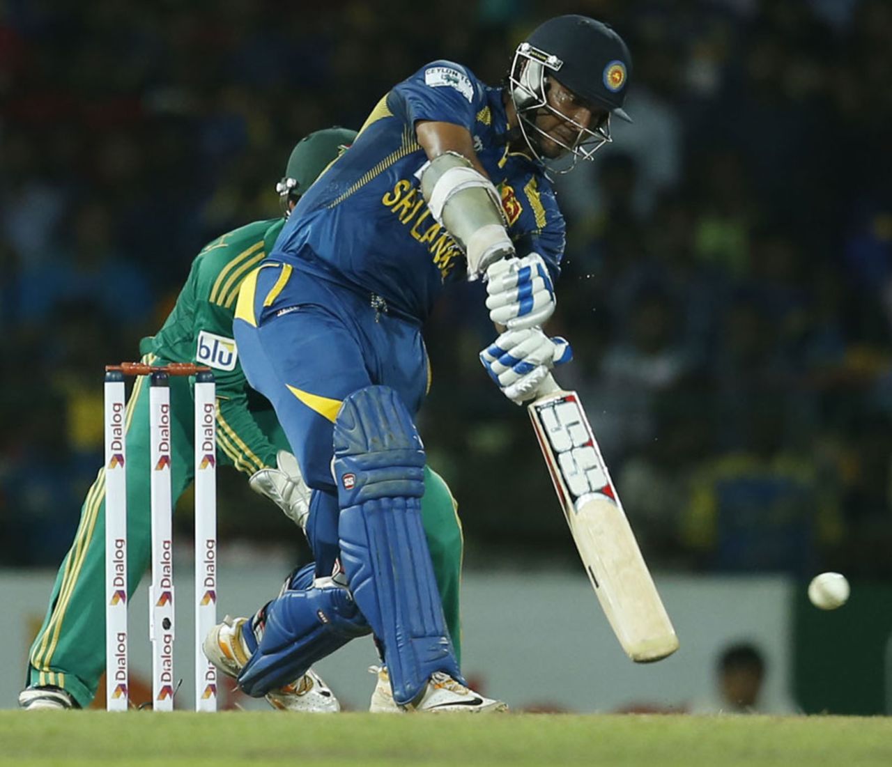 Kumar Sangakkara attacks off the front foot, Sri Lanka v South Africa, 1st T20, Colombo, August 2, 2013