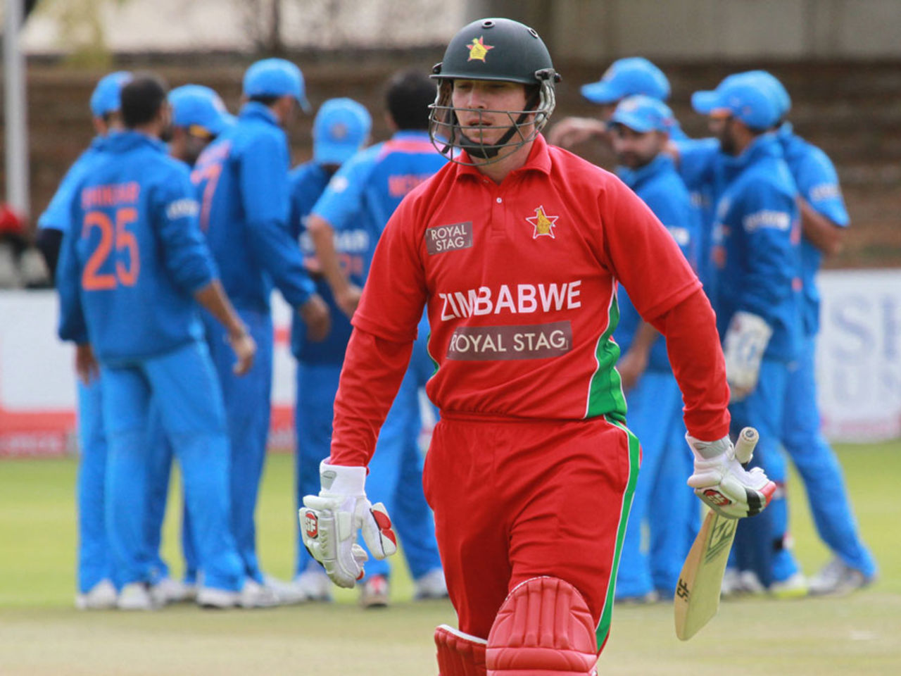 Zimbabwe captain Brendan Taylor walks back after being dismissed for a duck, Zimbabwe v India, 5th ODI, Bulawayo, August 3, 2013