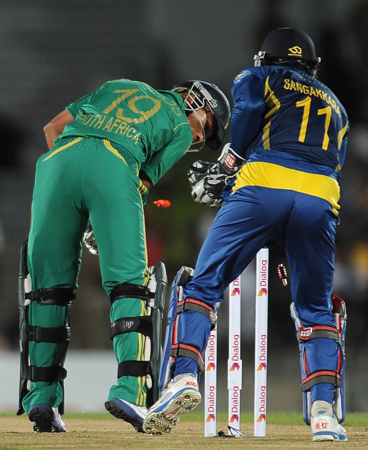 Henry Davids looks back to see his stumps broken, Sri Lanka v South Africa, 2nd T20I, Hambantota, August 4, 2013