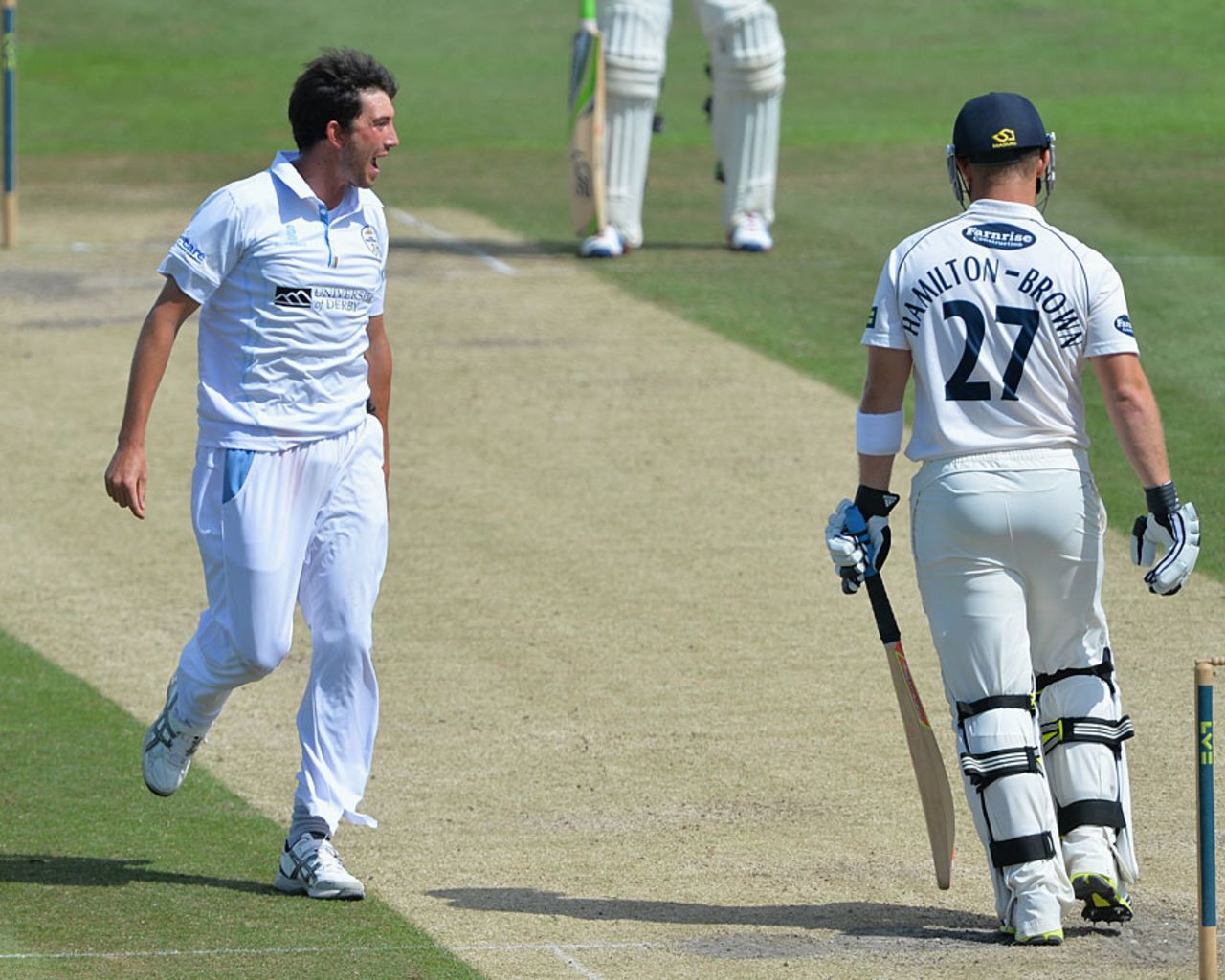 Rory Hamilton-Brown gets sent on his way, Sussex v Derbyshire, County Championship, Division One, Hove, August 4, 2013