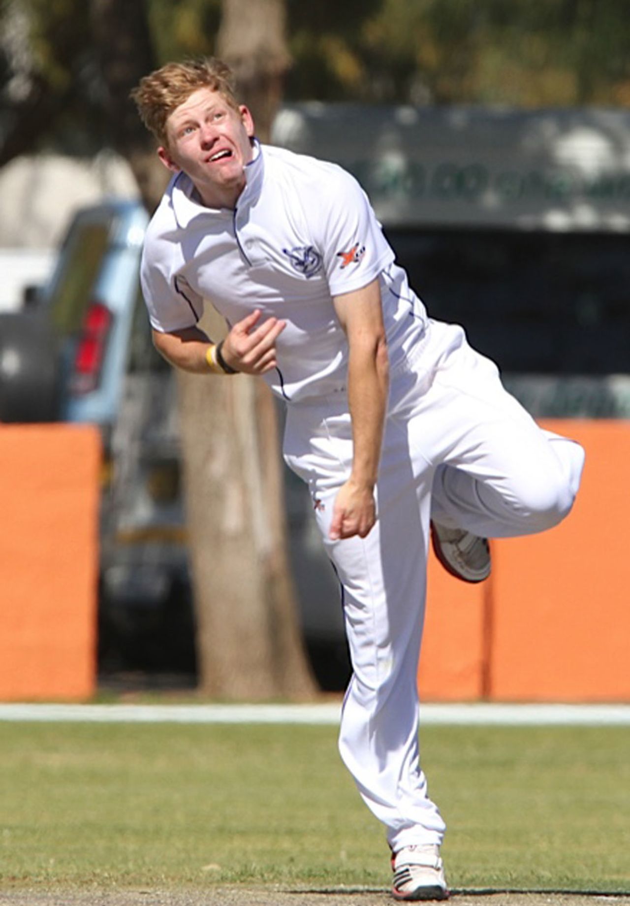Bernard Scholtz in his delivery stride, Namibia v Afghanistan, ICC Intercontinental Cup, 2nd day, Windhoek, August 5, 2013